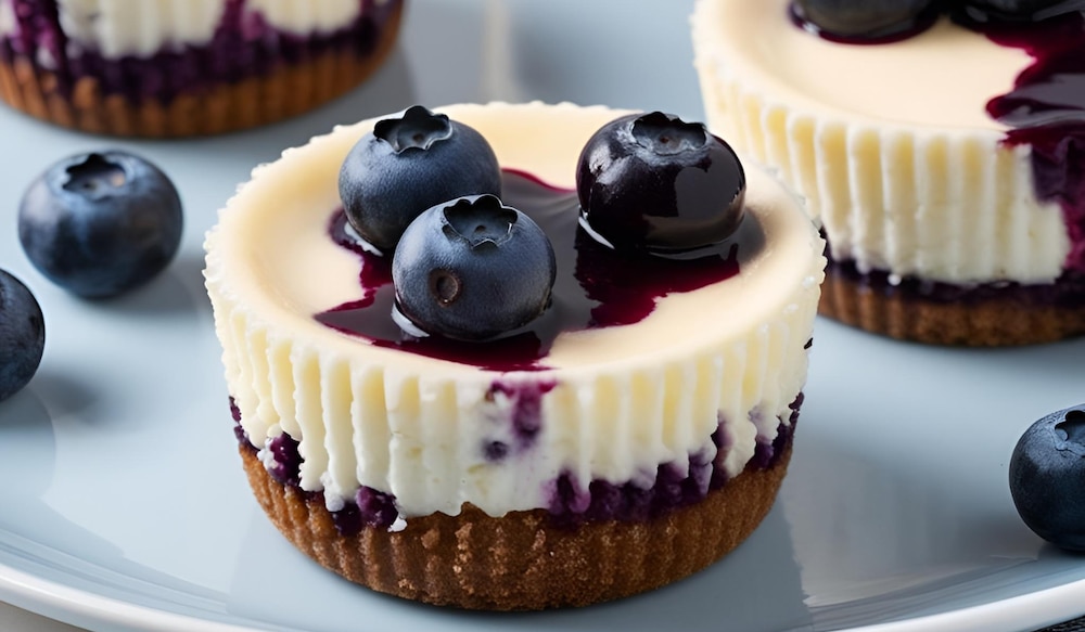 Mini Blaubeer-Cheesecakes mit Blaubeeren