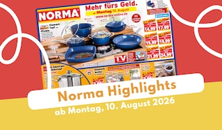 Neusten Artikel von Kaufda Magazin "NORMA Prospekt 10.08.2026 - jetzt unsere Highlights entdecken!" lesen NORMA Prospekt 10.08.2026 - jetzt unsere Highlights entdecken!