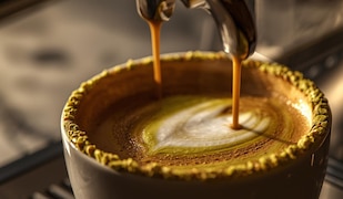 Pistazien Cappuccino wie aus dem Coffee Shop - Trendrezept unter 6 Euro 