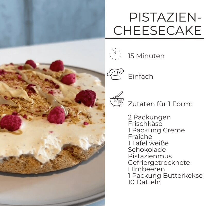 Zutatenliste für Pistazien-Cheesecake