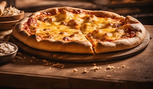 Pizza mit sechs verschiedenen Sorten Käse