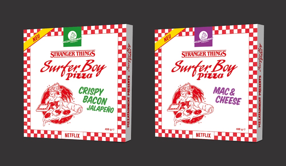 Pizzatainment Surfer Boy Pizza in zwei Sorten Packshots 2024