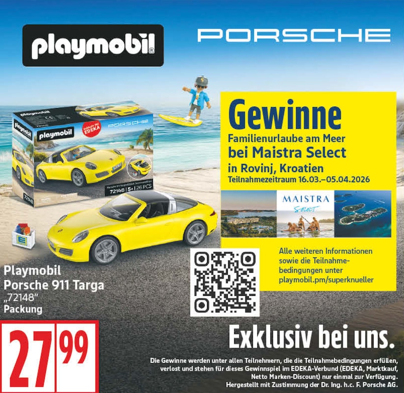 Playmobil Porsche im EDEKA Prospekt 16.03.2026