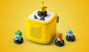 Special Edition Toniebox 2 in gelb mit Toniefiguren von Pikachu, Shiggy, Bisasam und Glumanda