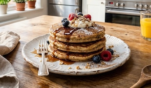 Protein Pancakes auf einem Teller