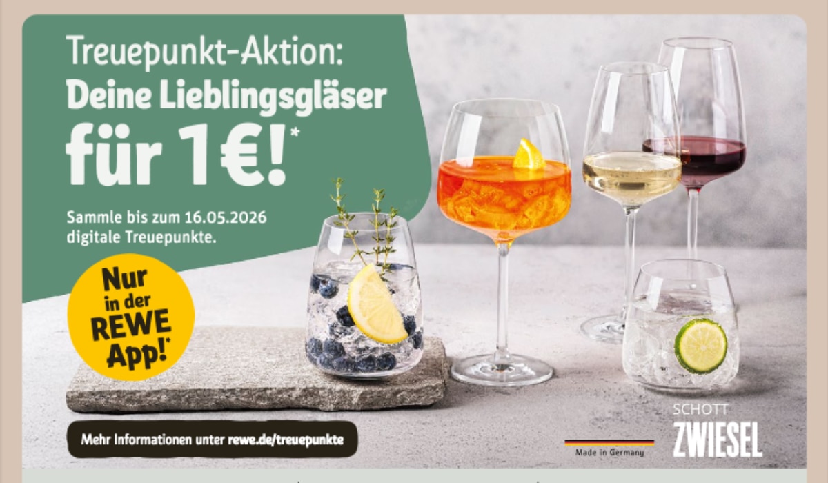 REWE Schott Zwiesel Treueaktion 2026: Punkte sammeln und Gläser sichern! REWE Schott Zwiesel Treueaktion 2026: Punkte sammeln und Gläser sichern!
