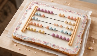 Ein Rechentfafelkuchen zur Einschulung schön dekoriert