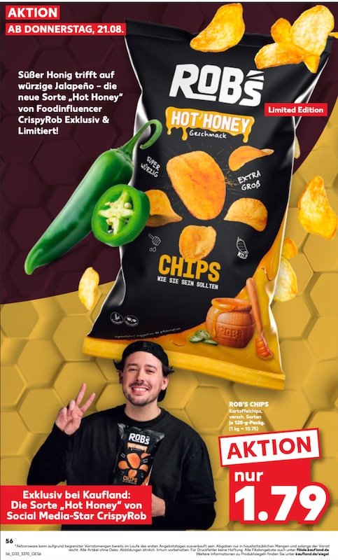 Robs Chips Limited Edirion Hot Honey von CrispyRob im Kaufland Prospekt 14.08.2025
