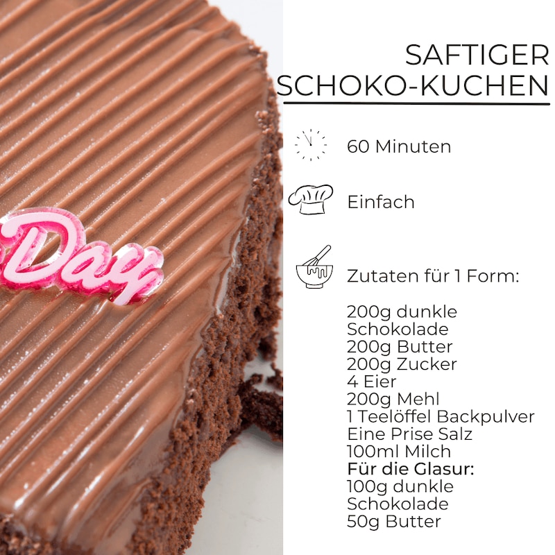 Rezeptanleitung Schokoladenkuchen in Herzform für Muttertag