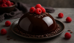 Schoko-Kuppeltorte mit Himbeeren
