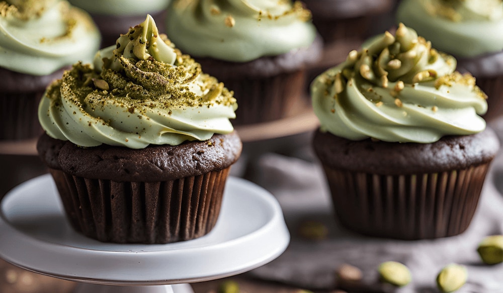 Schokoladen Cupcakes mit Pistazien Frosting