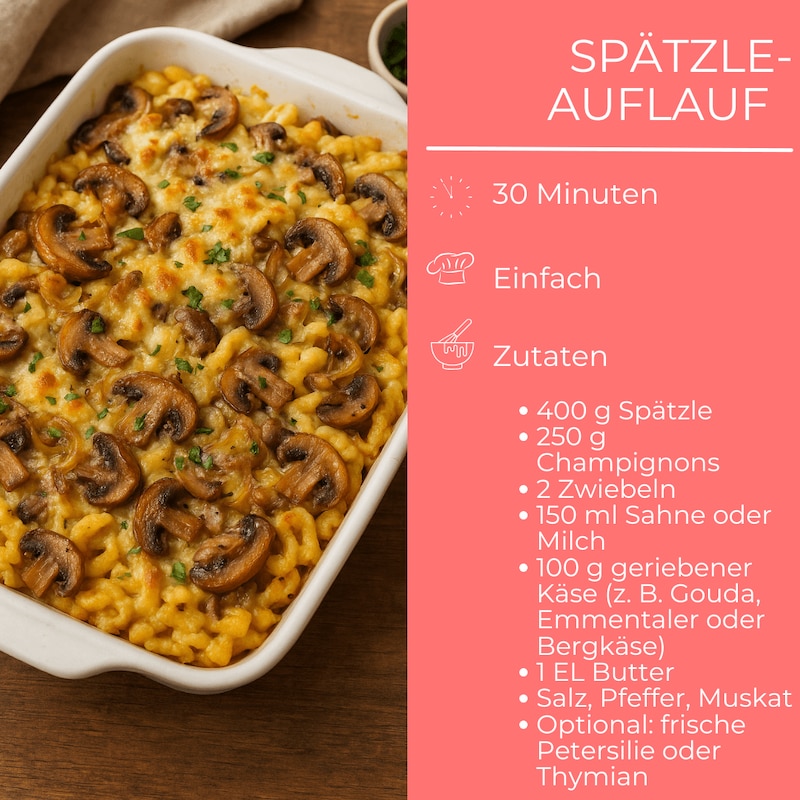 Spätzle Auflauf Zutatenliste