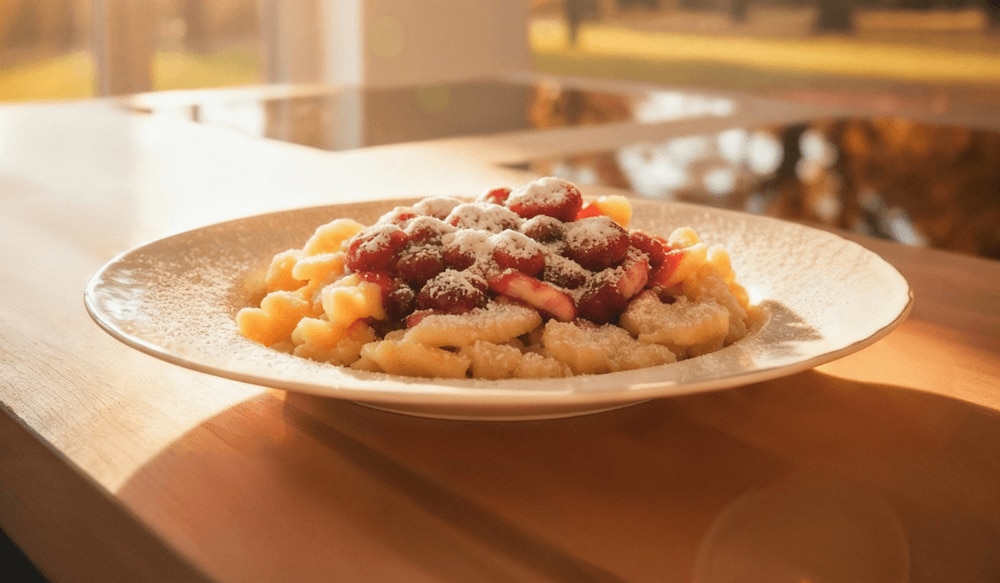 Süße Spätzle mit Roter Grütze: Schnelles Rezept für das warme Dessert