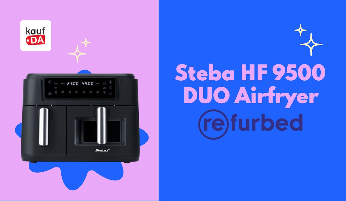 Steba HF 9500 DUO Airfryer auf pinkem Hintergrund
