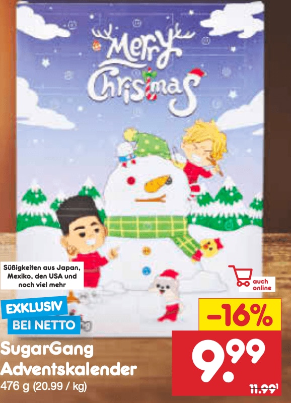 SugarGang Adventskalender 2024 bei Netto Marken-Discount mit Preis und Inhalt