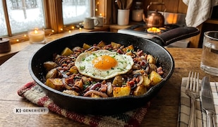 Tiroler Gröstl in einer Pfanne