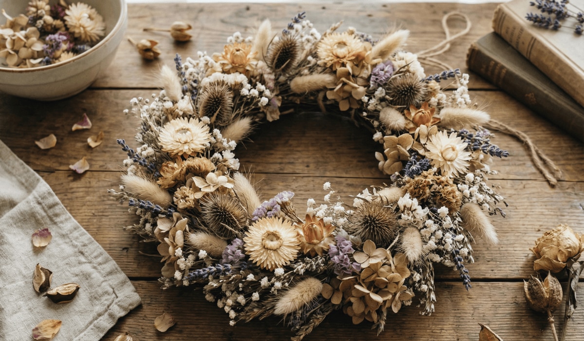Blumenkranz aus Trockenblumen