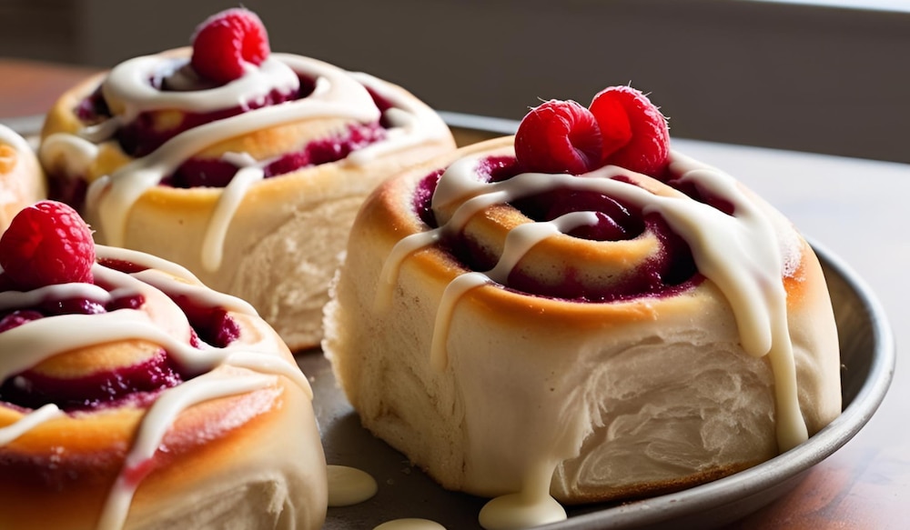 Weiße Schokolade Himbeer Schnecken