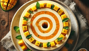 Wickeltorte mit Mango und Maracuja Füllung von oben fotografiert
