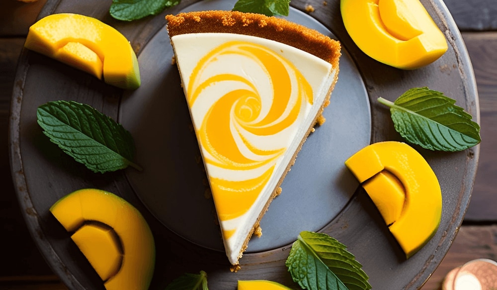 Wirbeltorte mit Mango-Maracuja Swirl