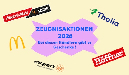 Zeugnisaktionen 2026 verschiedener Händler