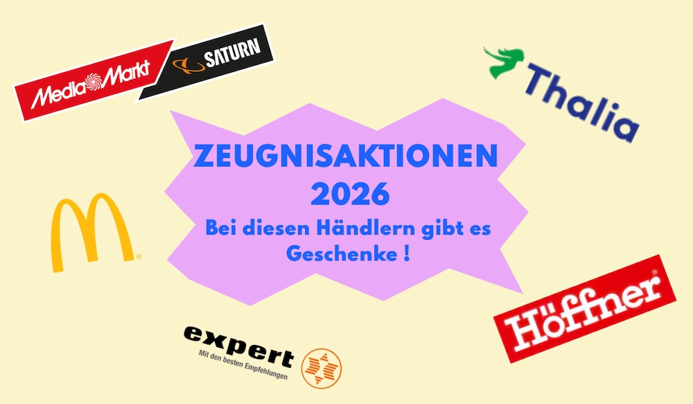 Zeugnisaktionen 2026 verschiedener Händler