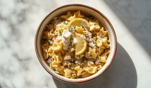 Nudelsalat mit Zitrone und Ricotta