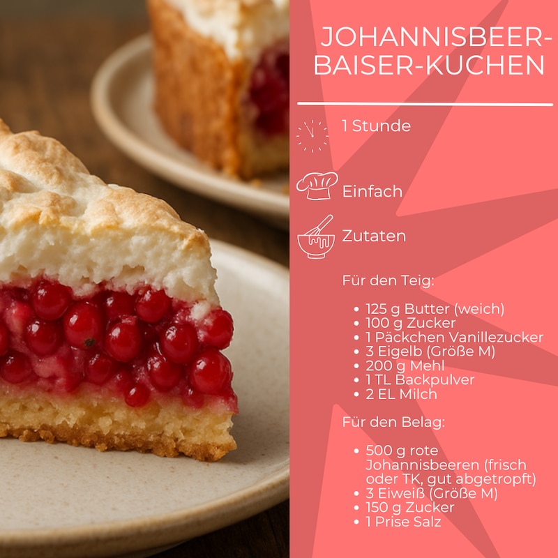 Zutatenliste Johannisbeer-Baiser-Kuchen