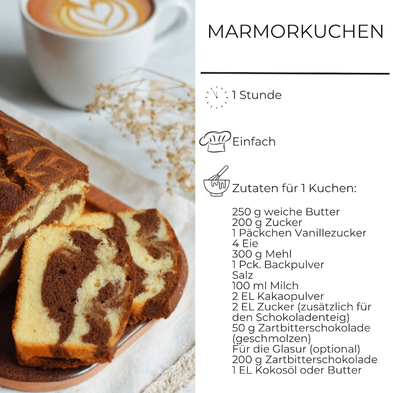 Zutatenliste Marmorkuchen