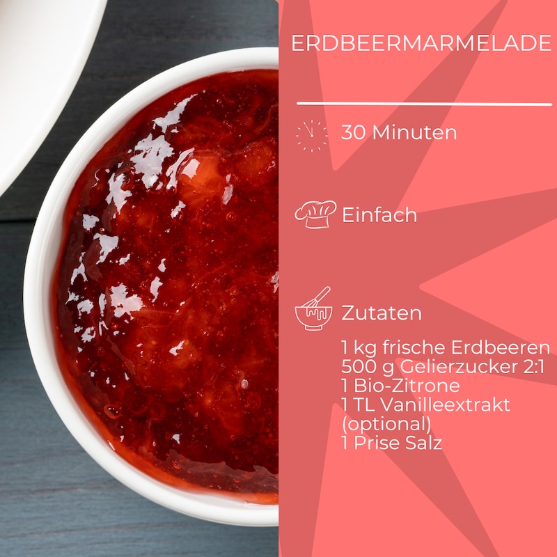 Zutatenliste für Erdbeermarmelade