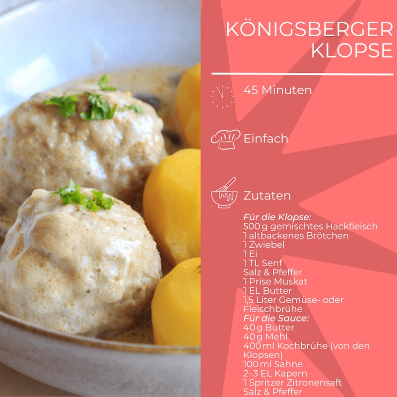 Zutatenliste für Königsberger Klopse