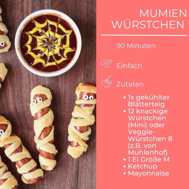 Zutatenliste für Mumien Würstchen