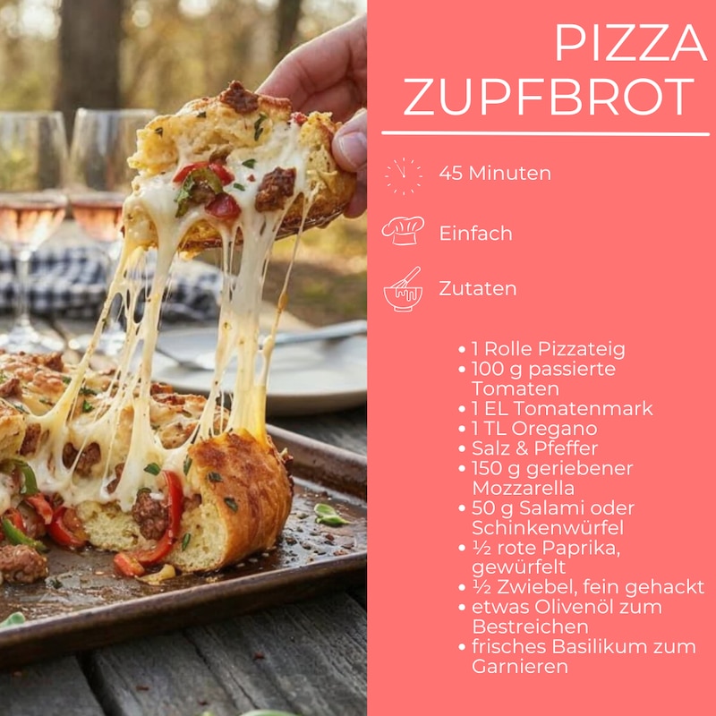 Zutatenliste für Pizza Zupfbrot