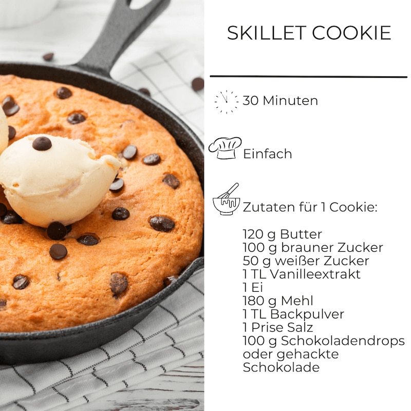 Zutatenliste für Skillet Cookies