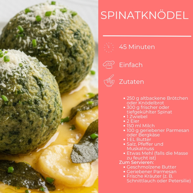 Zutatenliste für Spinatknödel