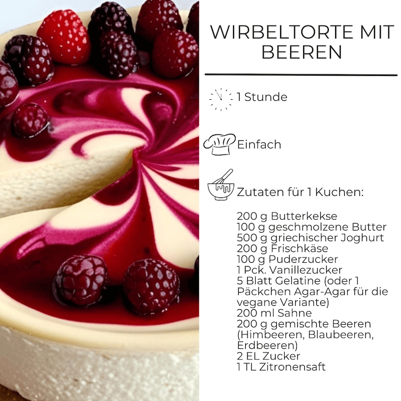 Zutatenliste für Wirbeltorte