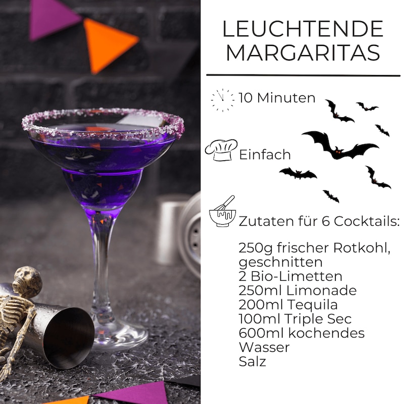 Zutatenliste für leuchtende Margaritas