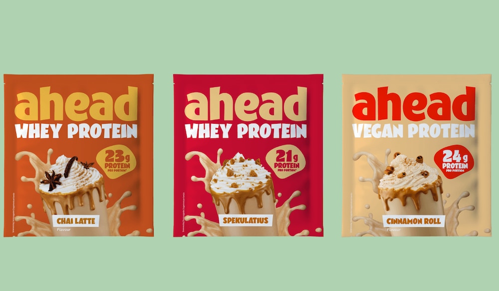ahead Nutrition Winter-Sorten 2024 Packshots vor grünem Hintergrund