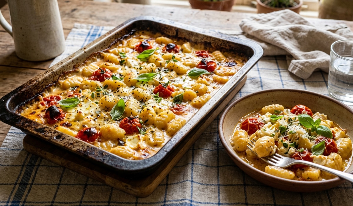 Cremige Gnocchi aus dem Ofen - das Blech-Rezept! Cremige Gnocchi aus dem Ofen - das Blech-Rezept!