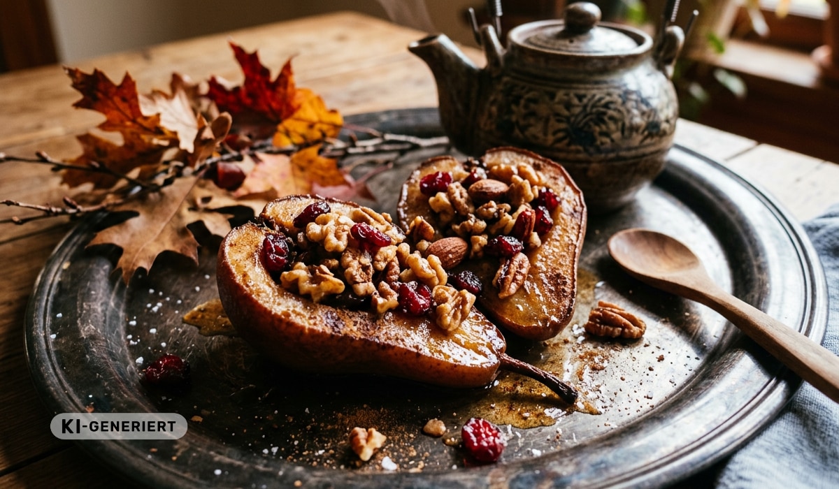 Rezept für gefüllte Bratbirne - das schnelle Ofen-Dessert!