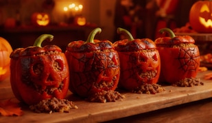 Halloween-Rezept: Gefüllte Paprika-Fratzen