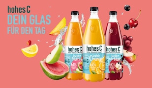 hohes C Die Leichten Packshot als Flasche vor rotem Hintergrund