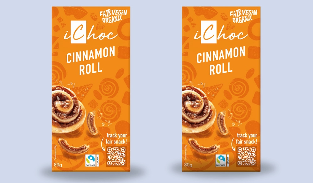 Fair, vegan, organic — iChoc Cinnamon Roll für Veganuary 2025