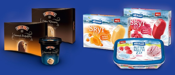 Es gibt jetzt Milram Skyr- & Baileys-Eis zu kaufen