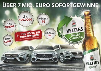 Veltins Kronkorken-Aktion 2020: Megachance-Gewinnspiel mit 7 Mio. Euro Sofortgewinnen