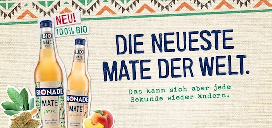 Bionade Mate Pur und Pfirsich: Bio-Mate neu im Sortiment