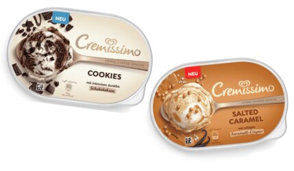 Die neuen Sorten Langnese Cremissimo Cookies und Salted Caramel