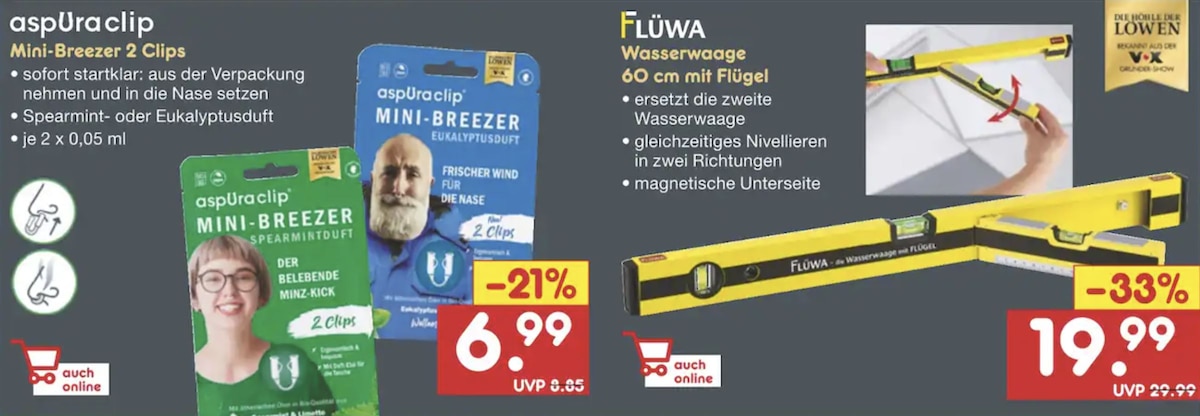 Flüwa und Aspuraclip Angeot bei Netto Markendiscount