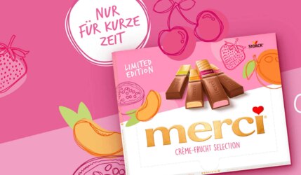 Die neue Limited Edition von merci: Créme-Frucht Selection in 4 leckeren Sorten
