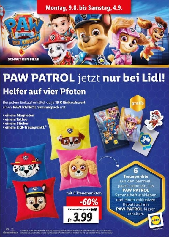 Paw Patrol Kissen Treueaktion LIDL